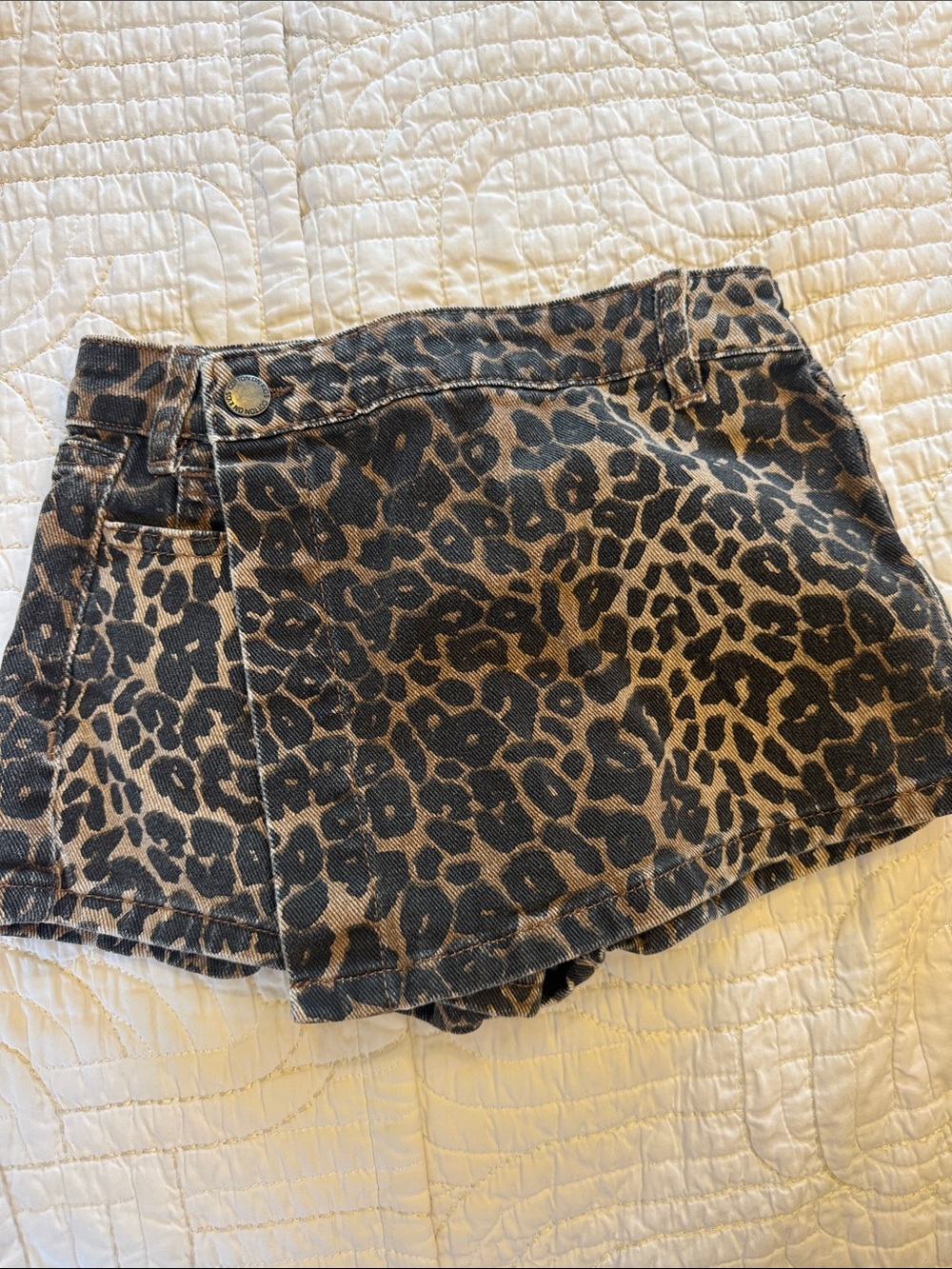 Cotton On Leopard Print Denim Skort - Brown & Black